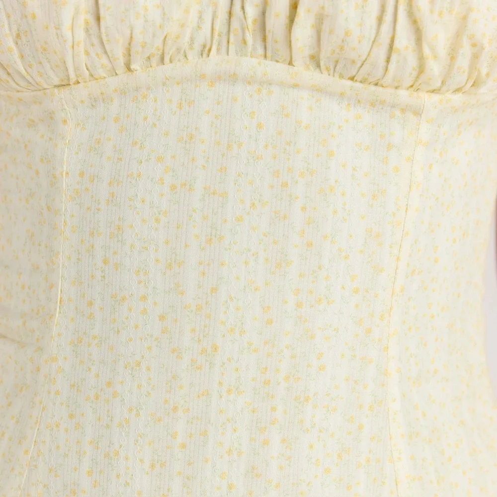 NWT LOUNGE Corset Back Mini Dress in Lemon Floral - Picture 6 of 12